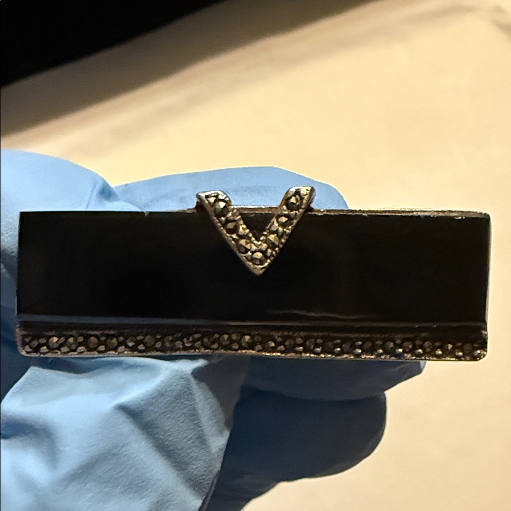 Sterling Silver 925 Rectangular Brooch With Marca… - image 1